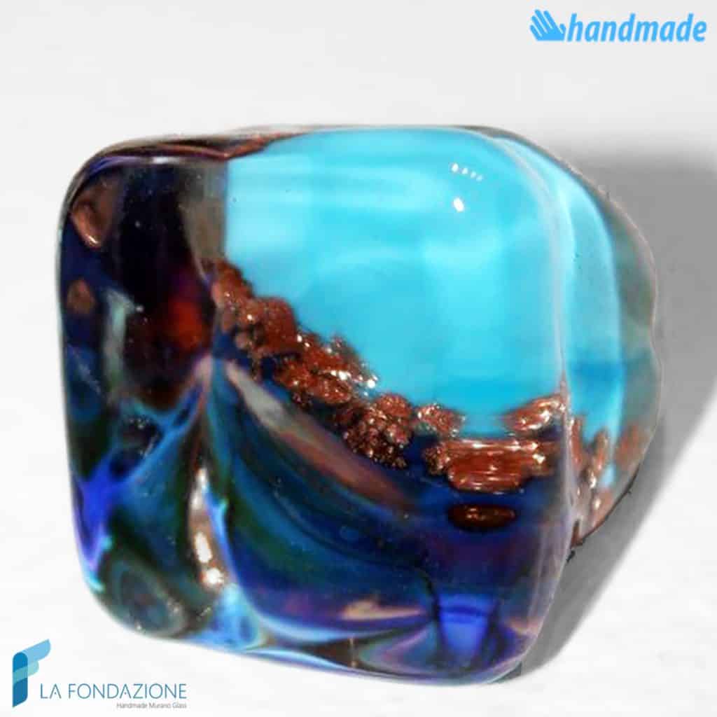 Blue Band Chalcedony Cube | RINGS0002 | Glass ring | La Fondazione snc