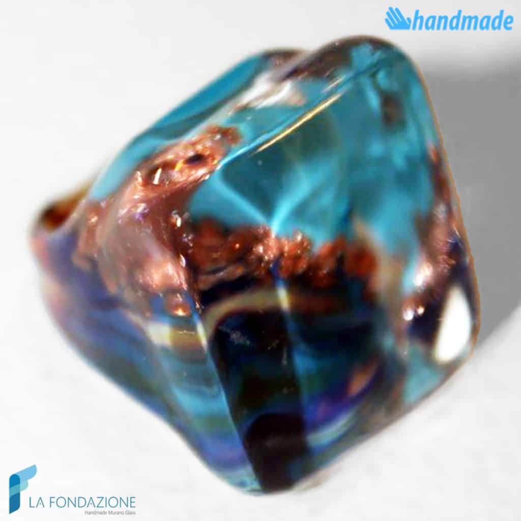 Blue Band Chalcedony Cube | RINGS0002 | Glass ring | La Fondazione snc