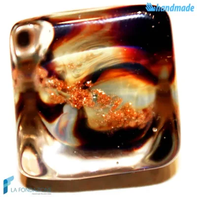 Anello a fascia Cubo Calcedonio Marrone