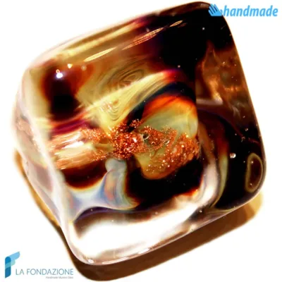 Anello a fascia Cubo Calcedonio Marrone