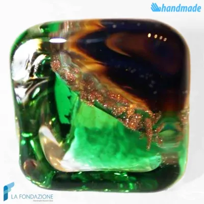 Anello a fascia Cubo Calcedonio Verde