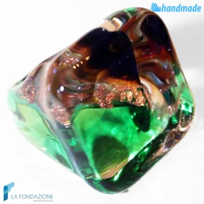 Anello a fascia Cubo Calcedonio Verde