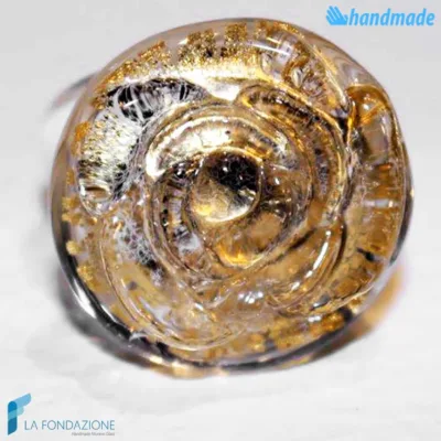 Anello a fascia Fiore Oro e base color cristallo