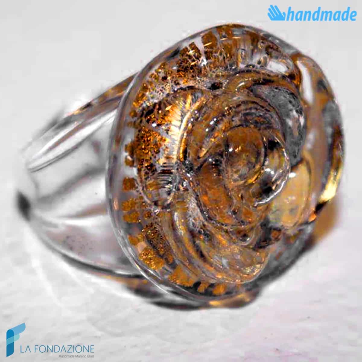 Anello 'Diva Blossom' In Ceramica E Cristallo – Fiore 5 Cm, Colore Argento Antico, Taglia Regolabile 7/8