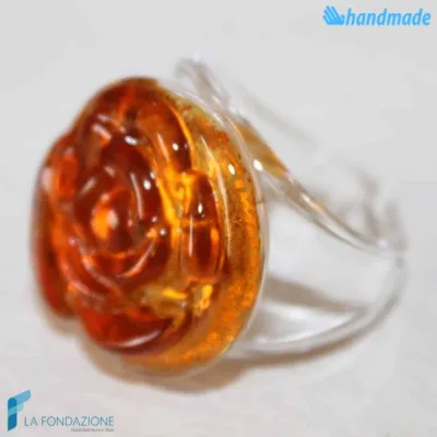 Anello Rosa Arancio con base color cristallo