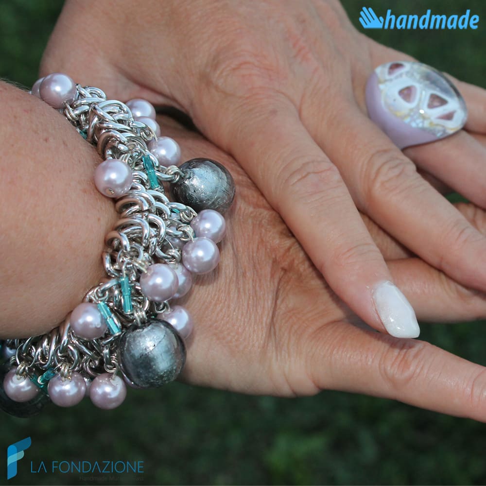 Ely Silver Bracelet handmade Murano glass - La Fondazione snc - BRAC00010