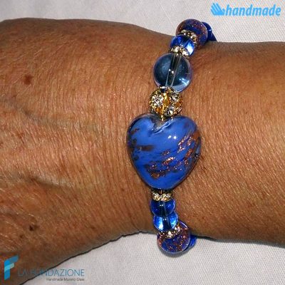 Bracelet Blue Valentine handmade Murano glass - La Fondazione snc - BRAC0029