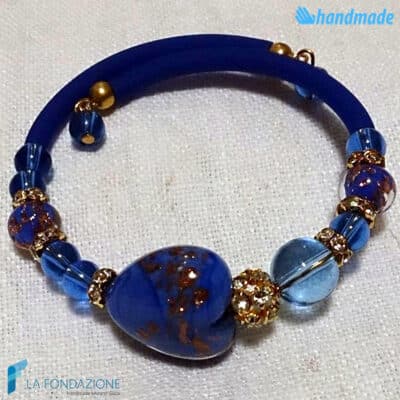 Bracelet Blue Valentine handmade Murano glass - La Fondazione snc - BRAC0029