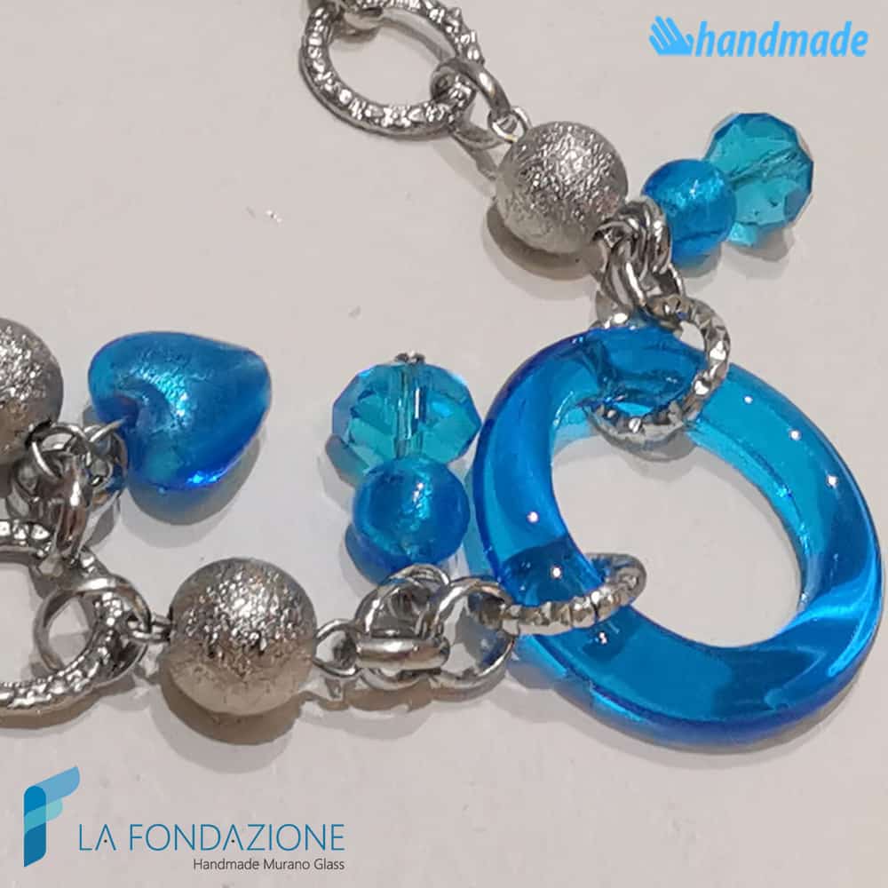 Bracciale Charms Frozen Cerchi in vetro di Murano - La Fondazione snc - BRAC0032
