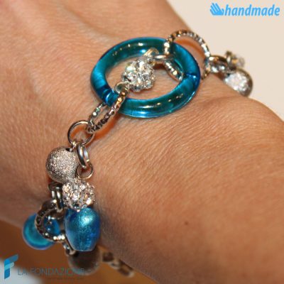 Charms Frozen Circles Bracelet handmade Murano glass - La Fondazione snc - BRAC0032