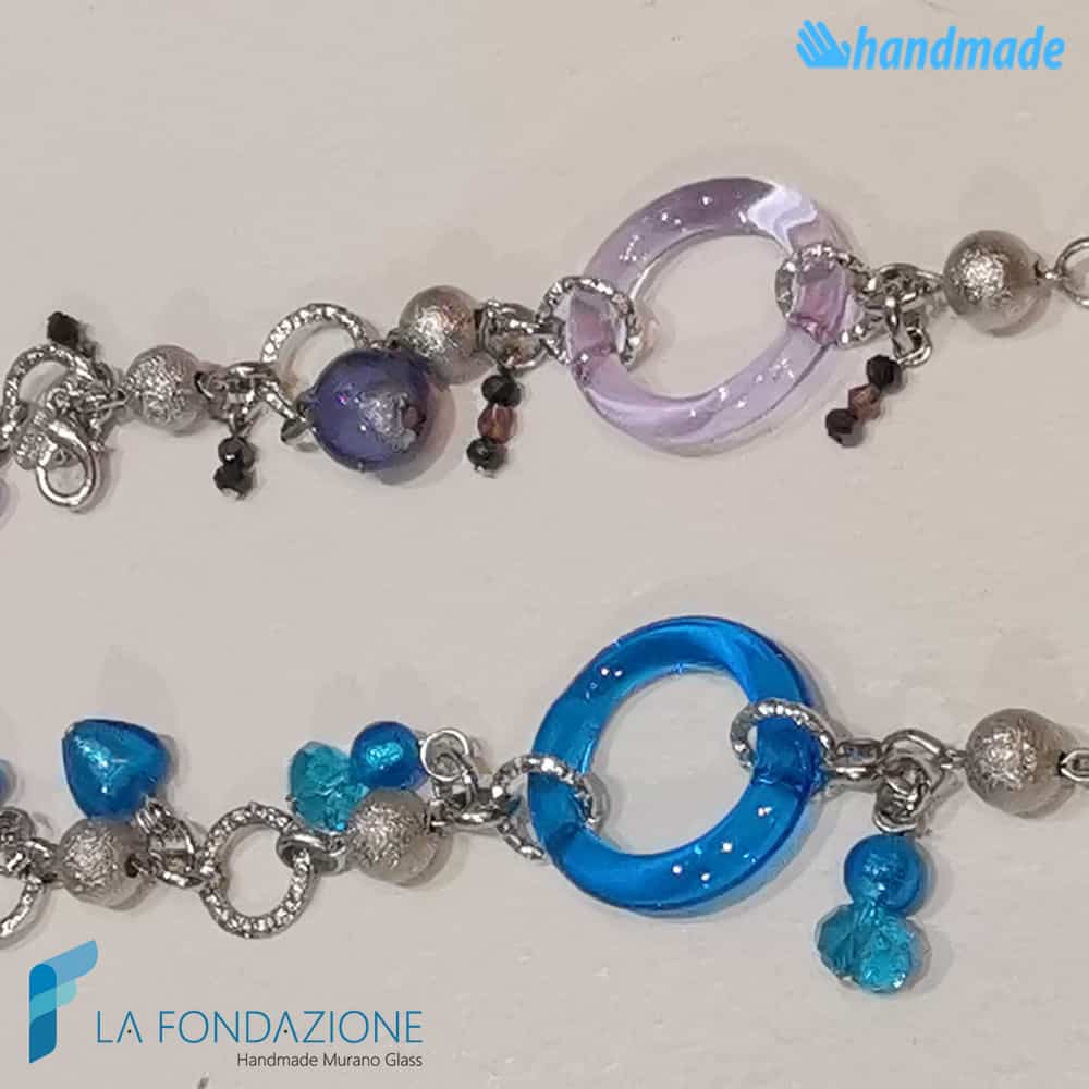 Bracciale Charms Frozen Cerchi in vetro di Murano - La Fondazione snc - BRAC0032