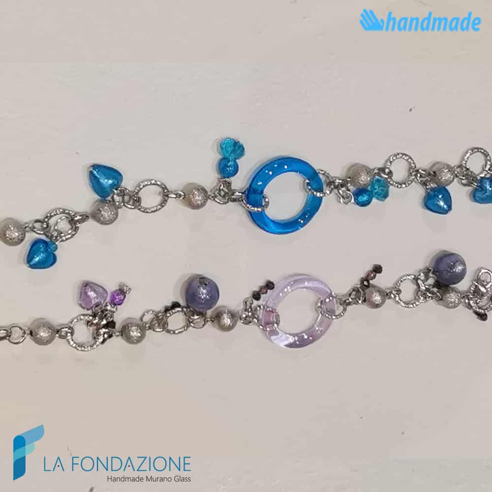 Bracciale Charms Frozen Cerchi in vetro di Murano - La Fondazione snc - BRAC0032