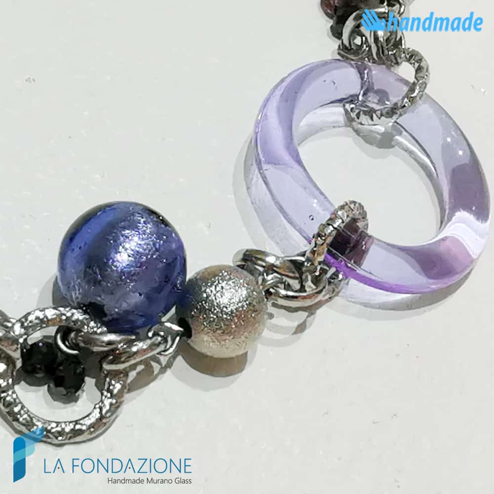 Bracciale Charms Frozen Cerchi in vetro di Murano - La Fondazione snc - BRAC0032