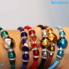 Pearl bracelet with aventurine handmade Murano glass - La Fondazione snc - BRAC0033