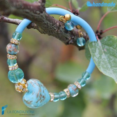 Valentine blue Murano glass bracelet - La Fondazione snc - BRAC0043