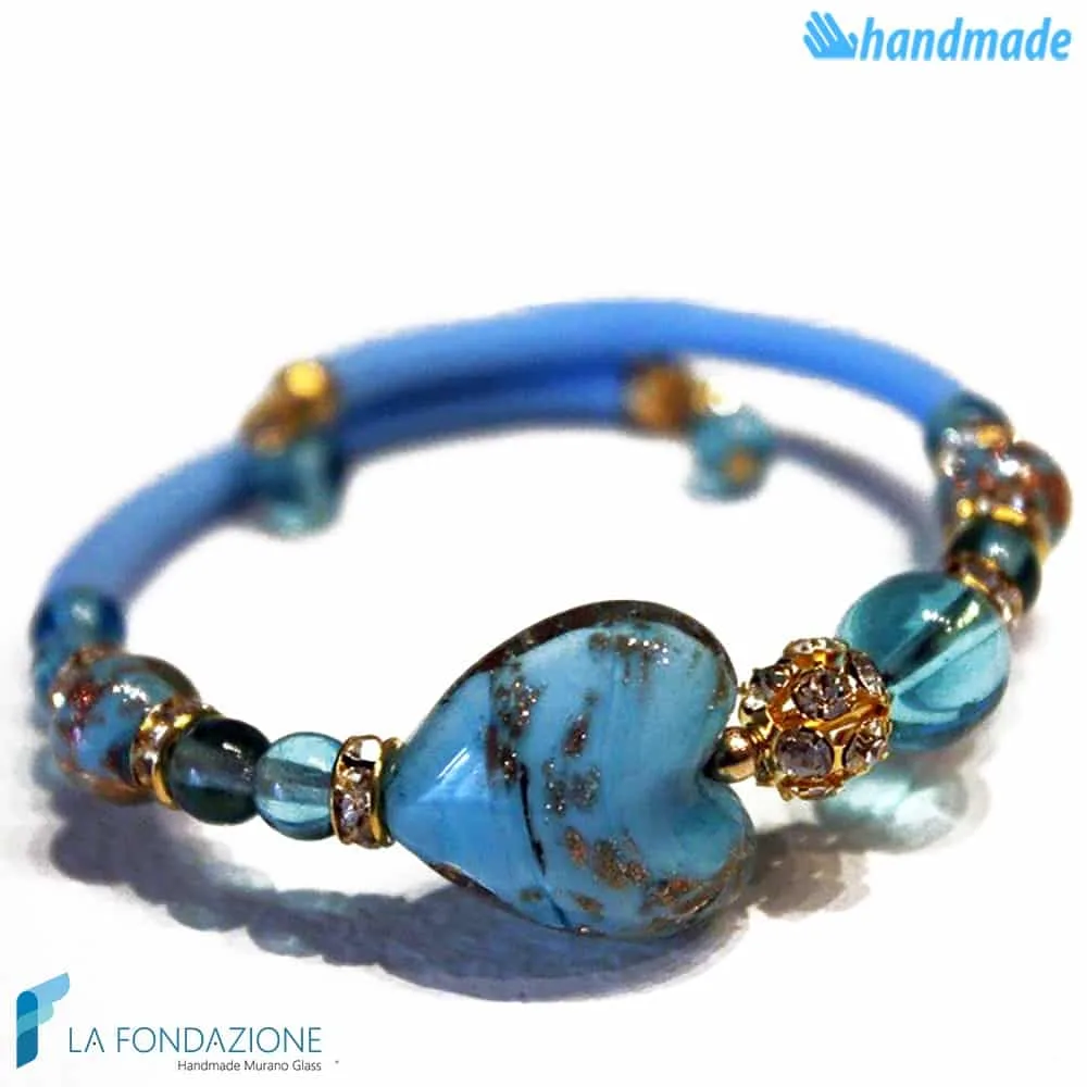 Valentine blue Murano glass bracelet - La Fondazione snc - BRAC0043
