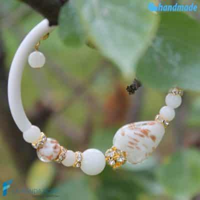 White valentine bracelet handmade Murano glass - La Fondazione snc - BRAC0045