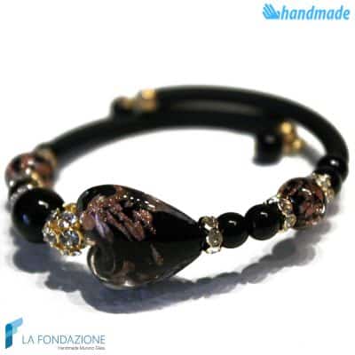 Black Valentine Bracelet handmade Murano glass - La Fondazione - BRAC0046