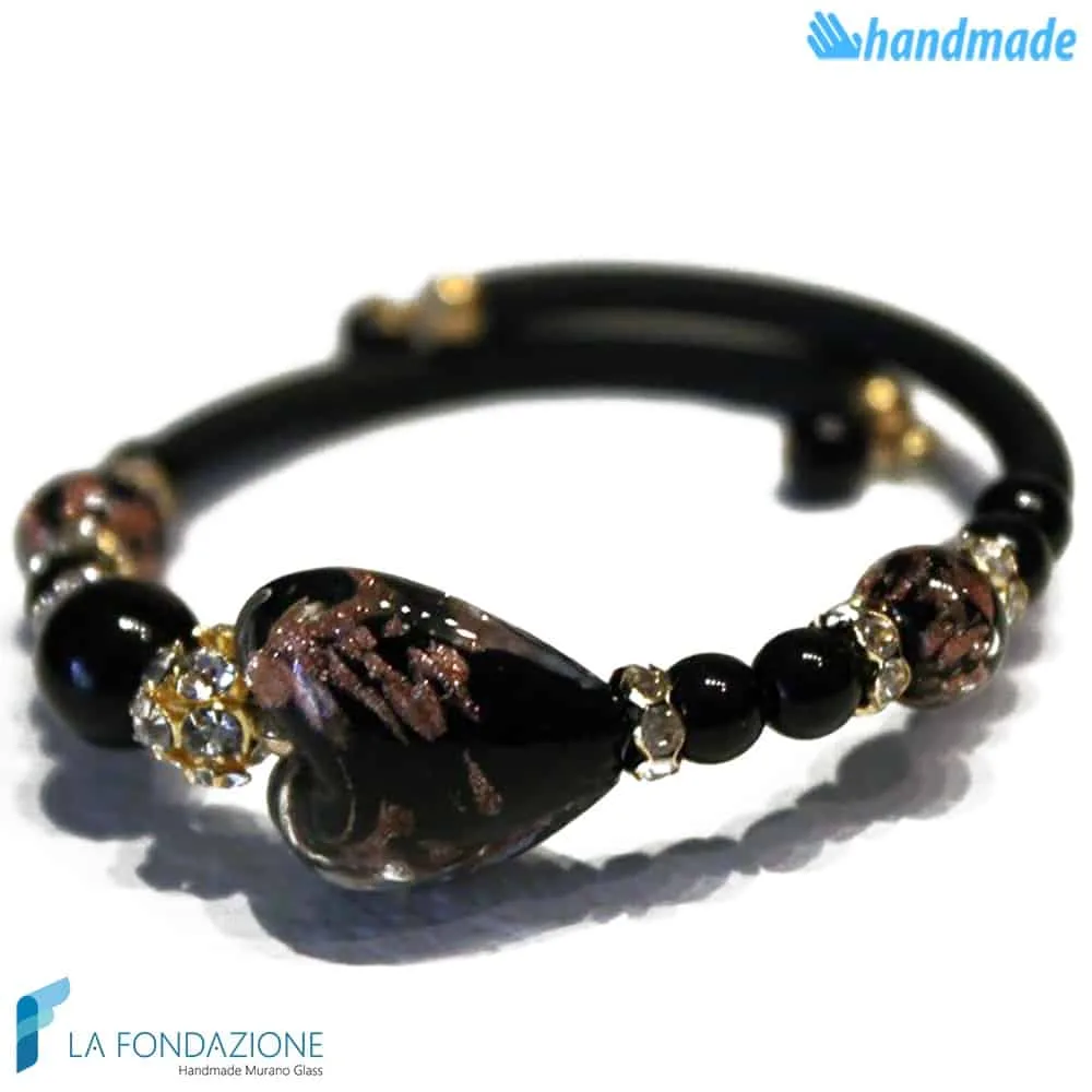 Black Valentine Bracelet handmade Murano glass - La Fondazione - BRAC0046