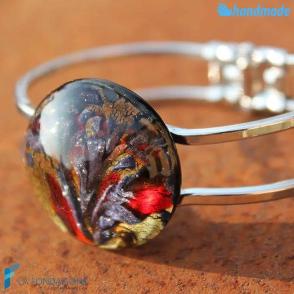 Red Peacock Bracelet handmade Murano glass - La Fondazione snc - BRAC0051