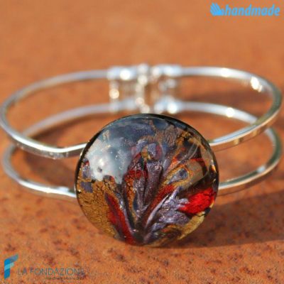 Red Peacock Bracelet handmade Murano glass - La Fondazione snc - BRAC0051