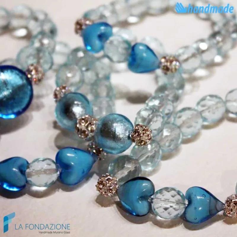 Set of three azure Lustro bracelets | BRAC0058 | La Fondazione snc, view 2