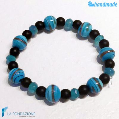 Zanzibar hematite bracelet handmade in Murano glass - La Fondazione snc - BRAC0059
