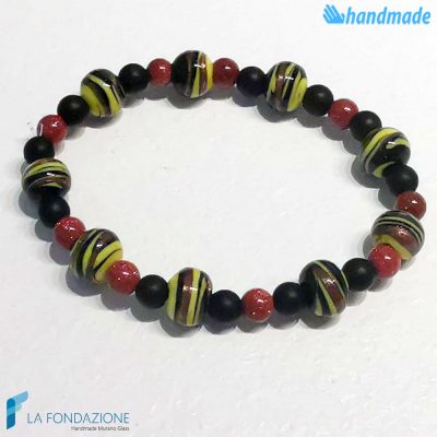 Zanzibar hematite bracelet handmade in Murano glass - La Fondazione snc - BRAC0059