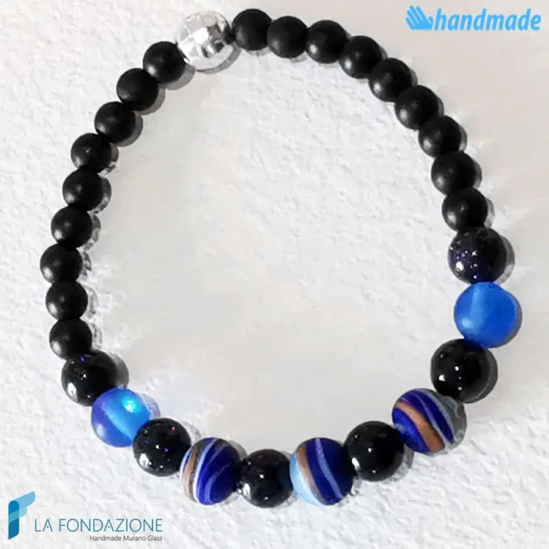 Zanzibar in Black - Bracciale in vetro di Murano