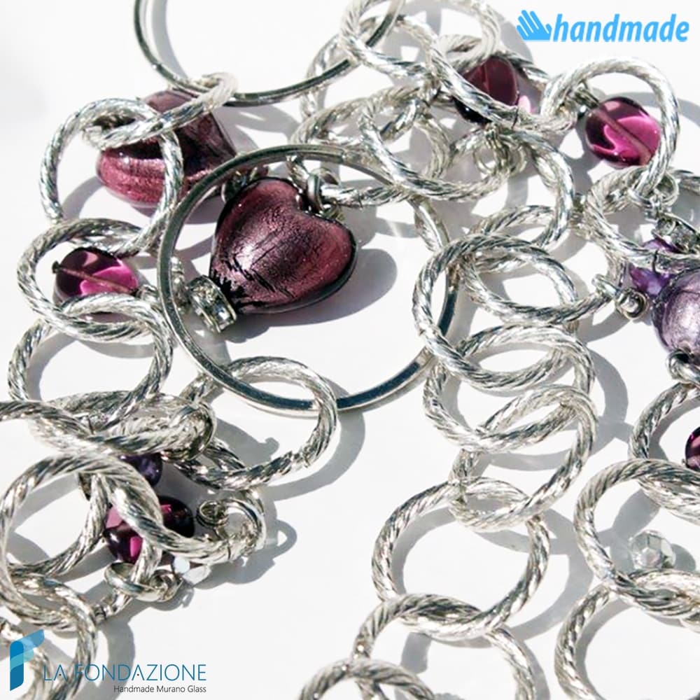 Amethyst Heart Necklace | COLL0036 | La Fondazione snc, view 2