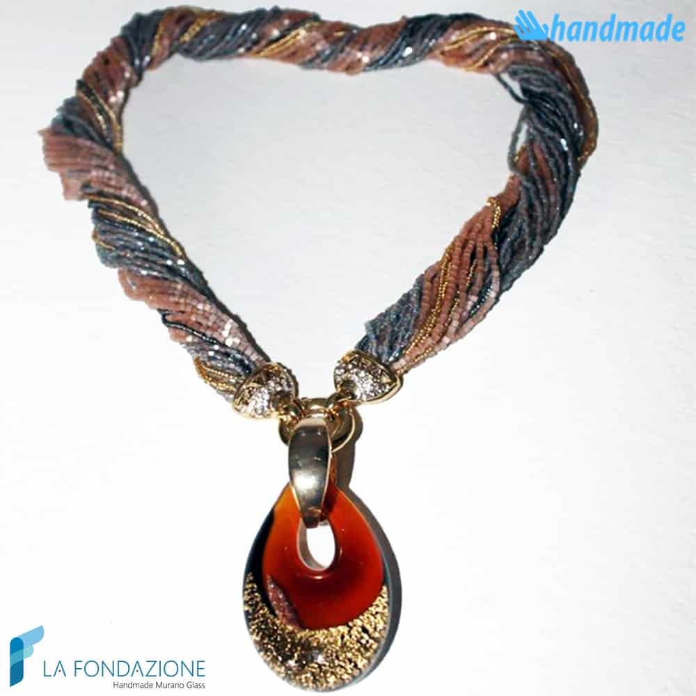 Collana Conteria Goccia Oro Rotto in vetro di Murano - COLL0037