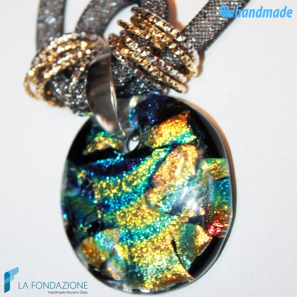 Collana Rete Silver Dicroico in vetro di Murano - COLL0079