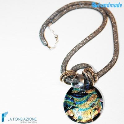 Collana Rete Silver Dicroico in vetro di Murano - COLL0079