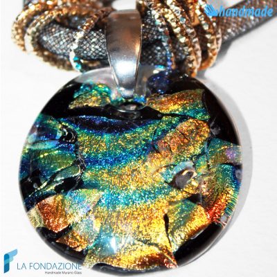 Collana Rete Silver Dicroico in vetro di Murano - COLL0079