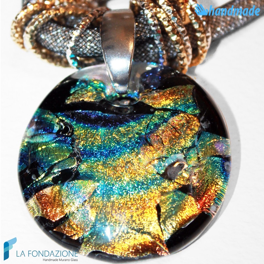 Collana Rete Silver Dicroico in vetro di Murano - COLL0079