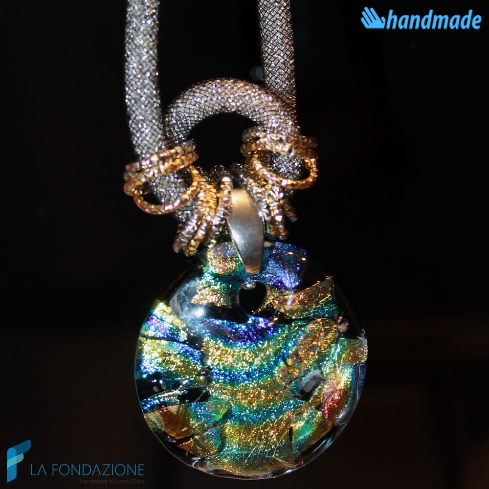 Collana Rete Silver Dicroico in vetro di Murano - COLL0079