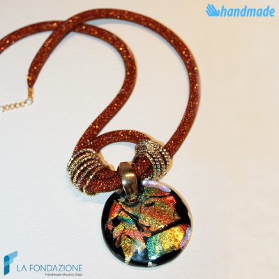 Collana Rete Bronzo Dicroico in vetro di Murano - COLL0080
