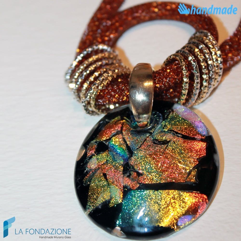 Bronze Dichroic Net Necklace | COLL0080 | La Fondazione snc, view 2