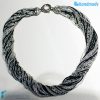 Torchon necklace 48 strands Polished with silver -  La Fondazione snc - COLL0092