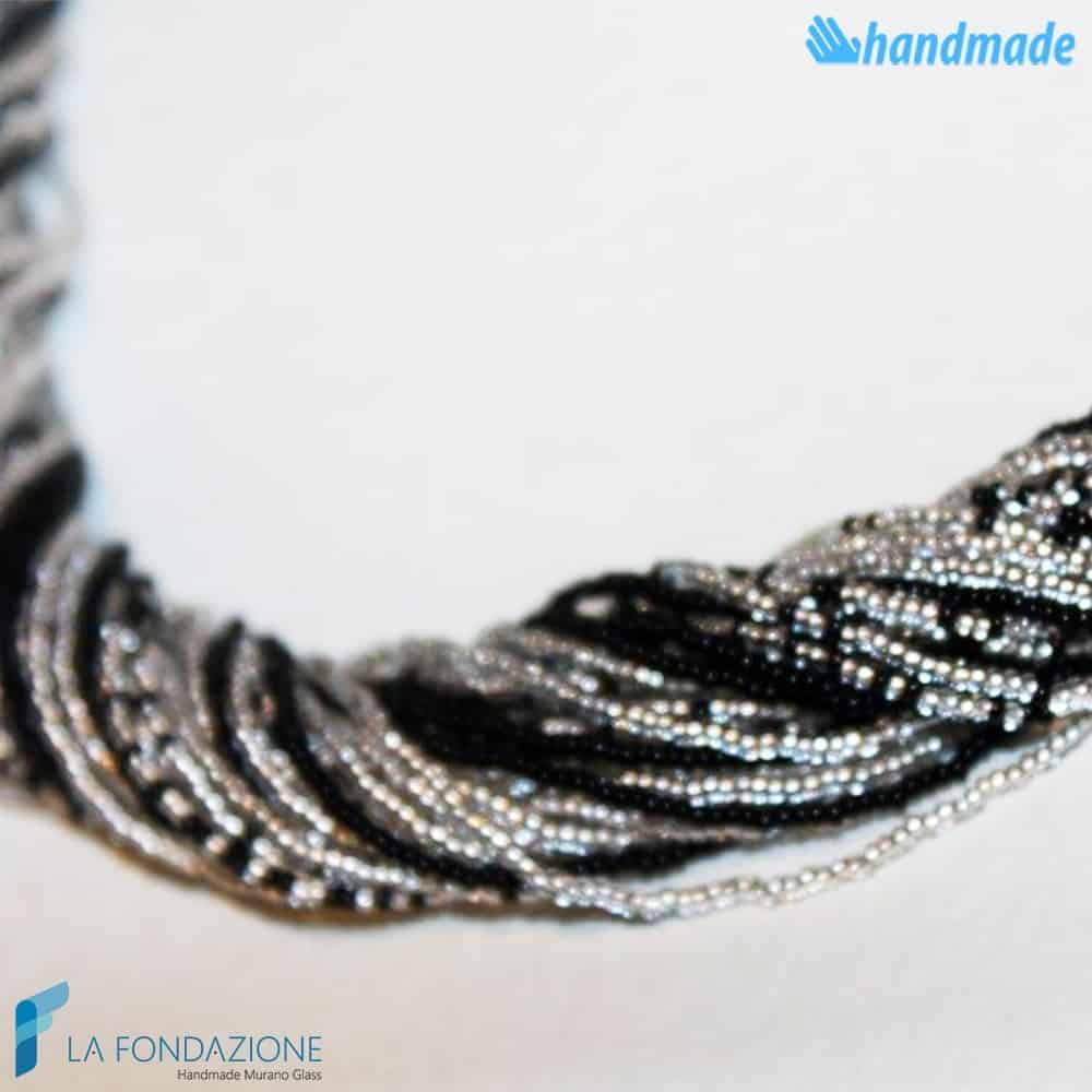 Torchon necklace 48 strands Polished with silver -  La Fondazione snc - COLL0092