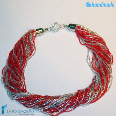 Collana Torchon 48 fili Lucida con argento - COLL0092