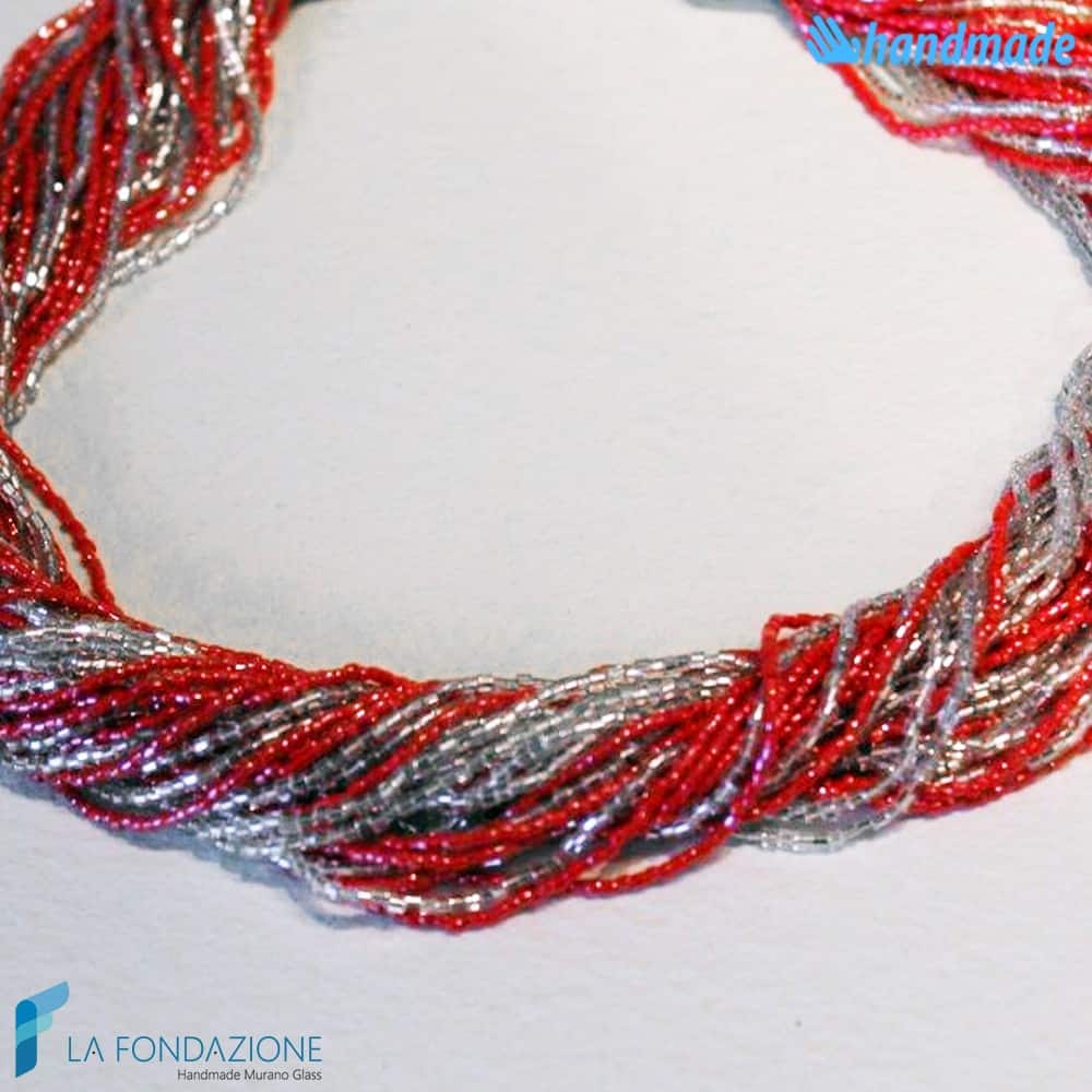 Torchon necklace 48 strands Polished with silver -  La Fondazione snc - COLL0092