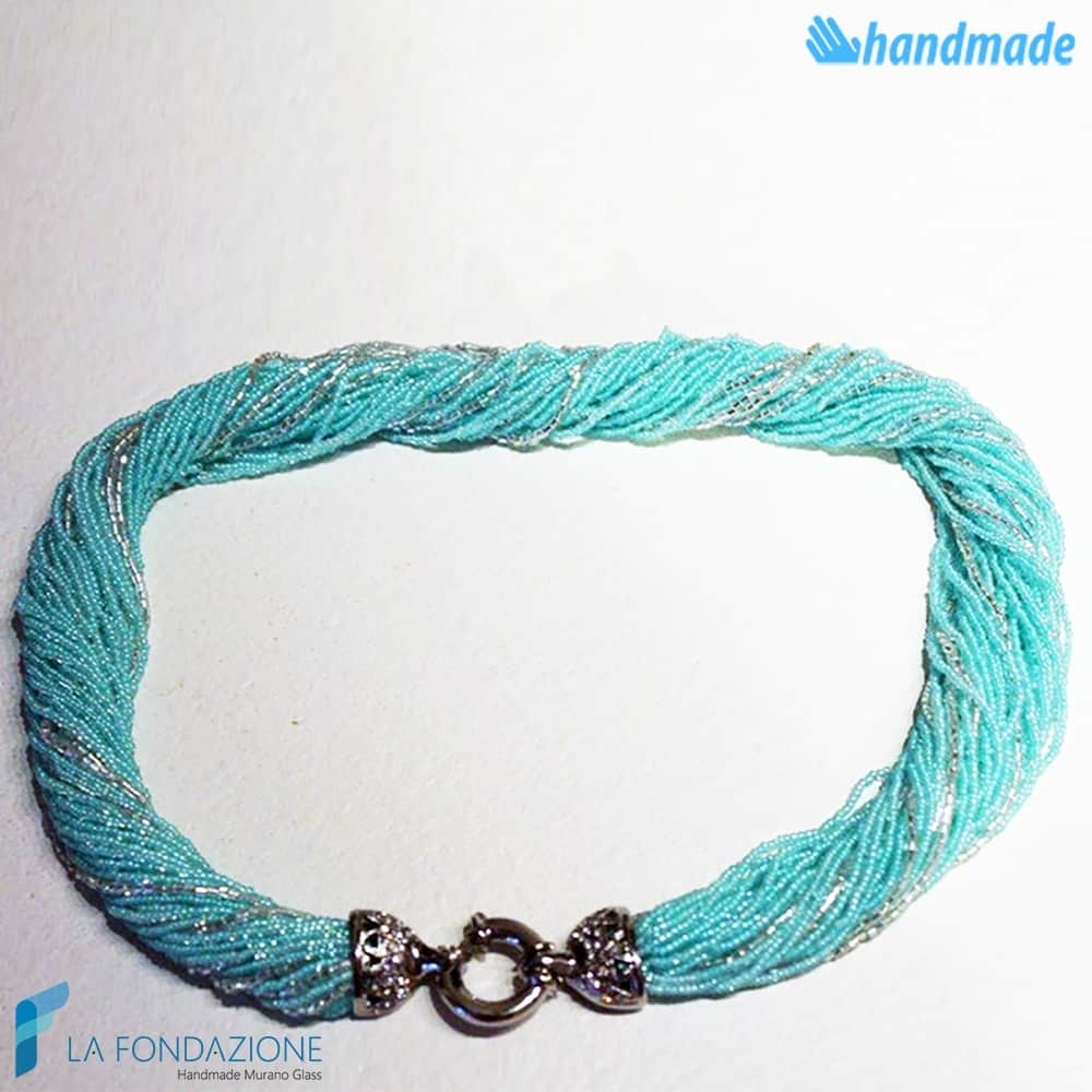 Torchon necklace 48 strands Polished with silver -  La Fondazione snc - COLL0092