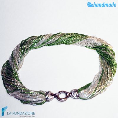 Torchon necklace 48 strands Polished with silver -  La Fondazione snc - COLL0092