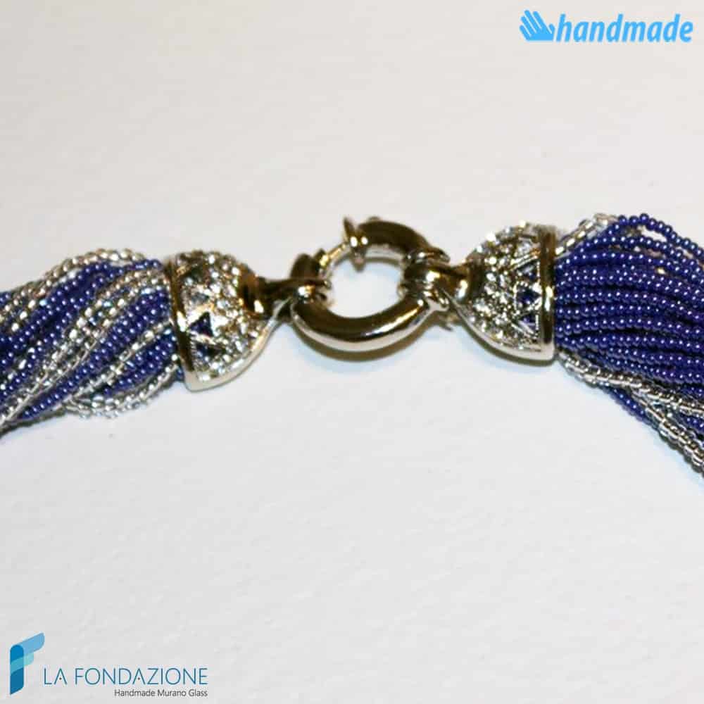Torchon necklace 48 strands Polished with silver -  La Fondazione snc - COLL0092