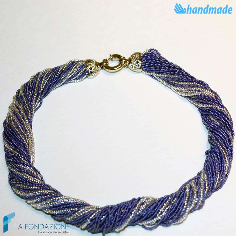 Torchon necklace 48 strands Polished with silver -  La Fondazione snc - COLL0092
