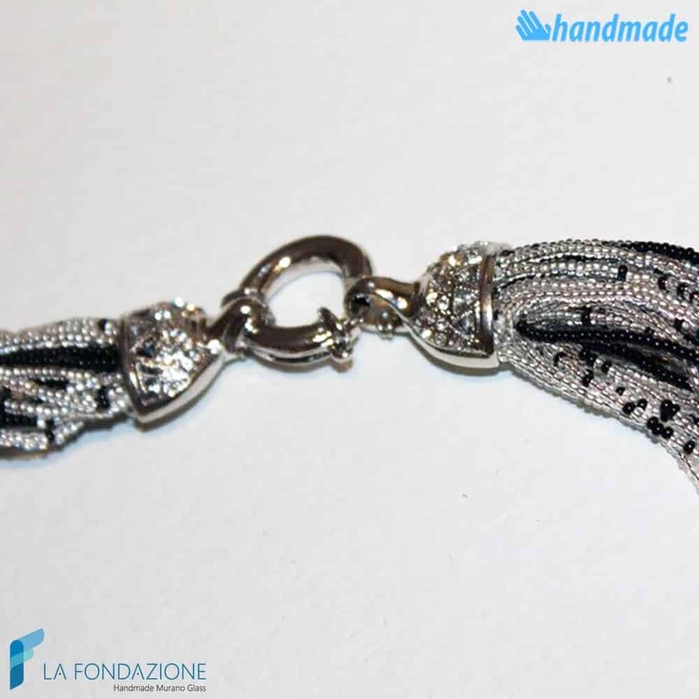 Torchon necklace 48 strands Polished with silver -  La Fondazione snc - COLL0092