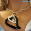 Collana con doppio Cuore punto Luce in vetro di Murano - COLL0095