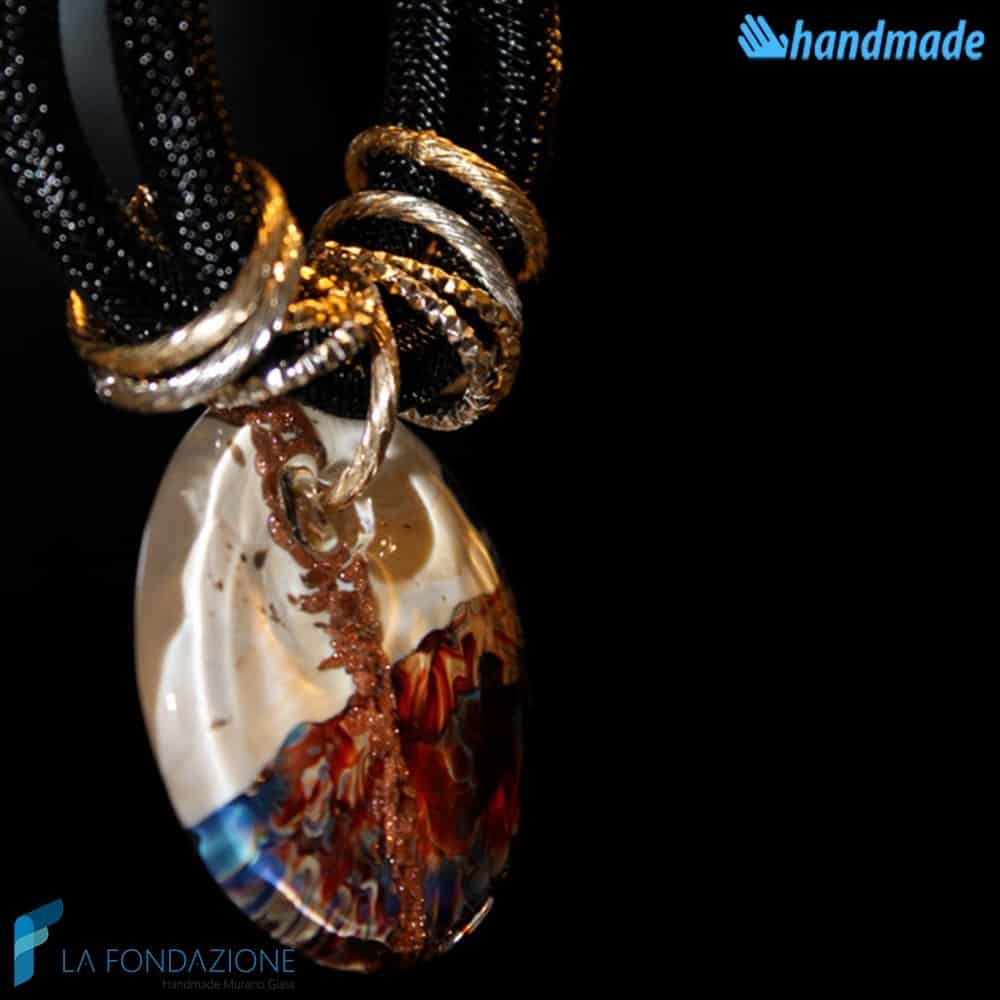 Chalcedony Disc Net Necklace | COLL0096 | La Fondazione snc, view 2