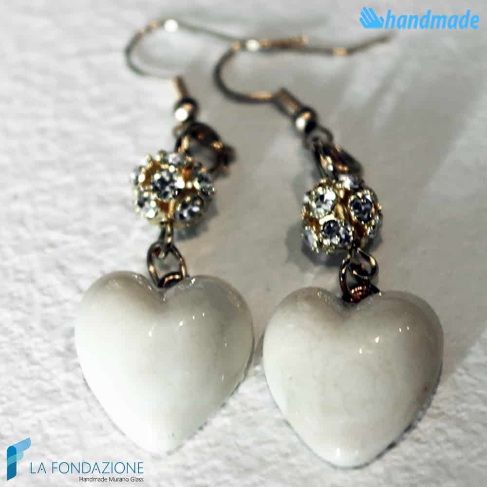 Mini heart earrings with light point handmade Murano glass - La Fondazione snc - EARRINGSC0002